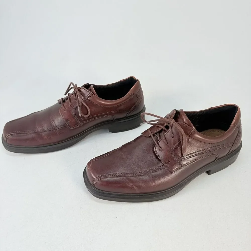 Ecco Shoes Mens 9.5-10 Helsinki Brown Leather Derby Comfort Casual Dress Shoe 43